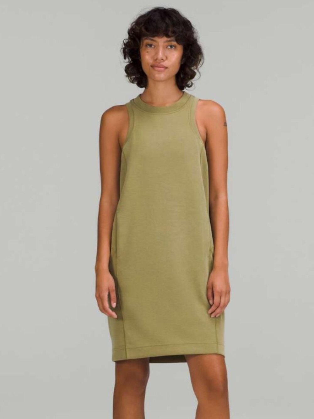 Lululemon Softstreme Back In Action Tank Dress in Olive Bronze | SIZE 6